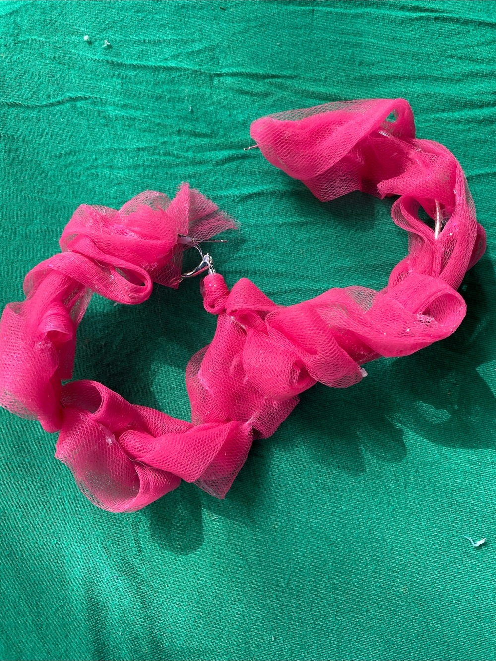 Women’s Hot Pink Ruffle Drop Earrings